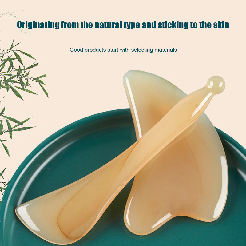 🌸Qiann99🌸Dụng cụ massage mặt bằng sừng bò tự nhiên, dụng cụ gua sha, giúp nâng cơ, làm săn chắc da v