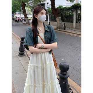 Áo Khoác Bò Ngắn Tay CHIC Phong Cách Hồng Kông Cổ Điển Áo Jacket Mẫu Ngắn Tôn Dáng Gầy Rộng Rãi Cảm Giác Thiết Kế