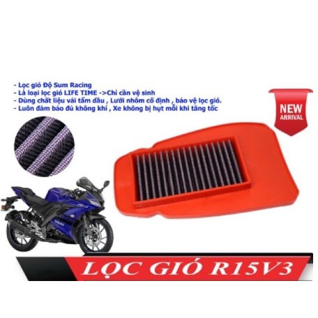 Lọc gió độ thép R15v3 sử dụng trọn đời dễ dàng vệ sinh lắp như zin cao cấp