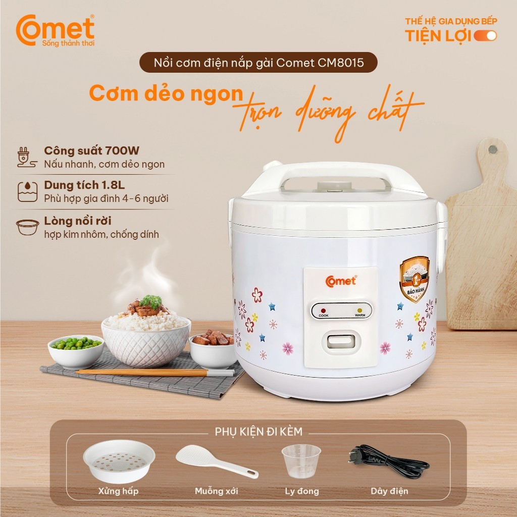 Nồi cơm điện nắp gài 1,8L COMET - CM8015