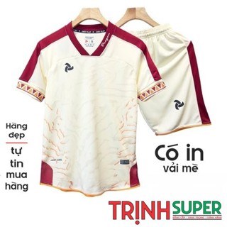 (Có in theo yêu cầu) Bộ Quần Áo Bóng Đá Chính Hãng Justplay Dragon 2.0 màu Kem, Chất vải thun CSM cao cấp, Thoáng Mát