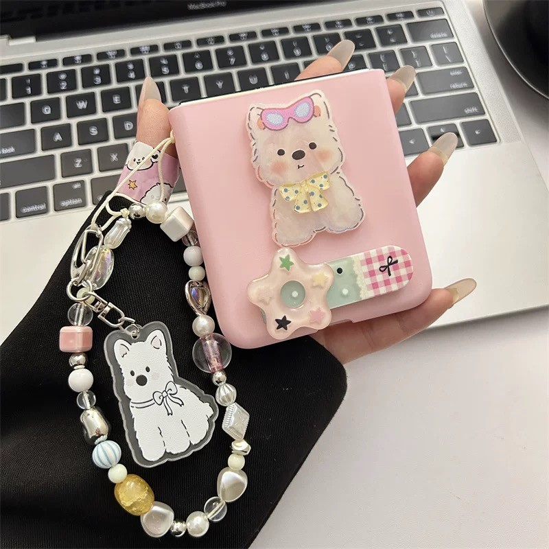 Ốp Điện Thoại LUSHUO Cho Samsung Galaxy Z Flip 7 6 5 4 3 OPPO Find N2 Flip N3 Flip Mèo Dễ Thương Màu