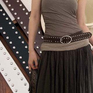 Có Thể Điều Chỉnh Đinh Tán Punk Retro Y2K Đai Rộng - Phong Cách Mỹ Quần Jeans Trang trí Da PU Dây Thắt Lưng Quà Tặng