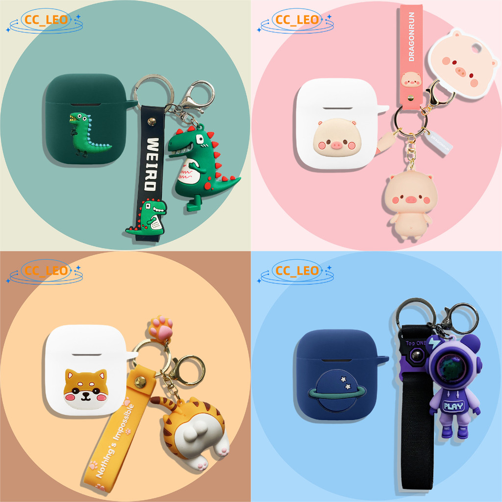 Case for EDIFIER X2 Plus Cartoon Piggy Shark Cute Bulldog Keychain Pendant Silicone Soft Case EDIFIE