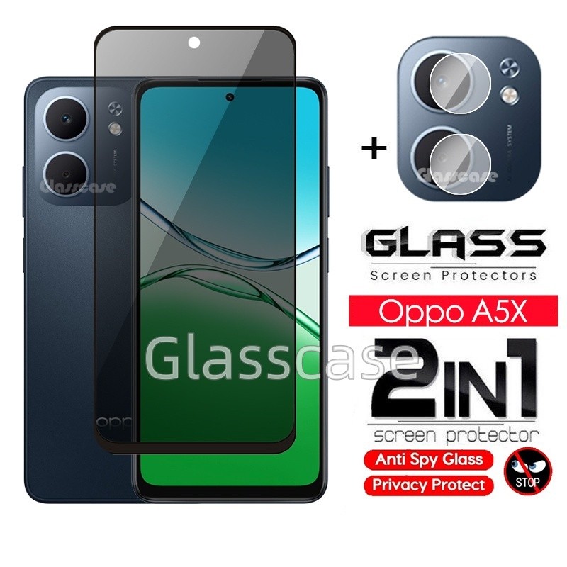 Oppo A5X 2025 2 TRONG 1 Bảo Vệ Màn Hình Riêng Tư Kính Cường Lực Phim Cho Oppo A5 A 5 X pro A5X A5pro