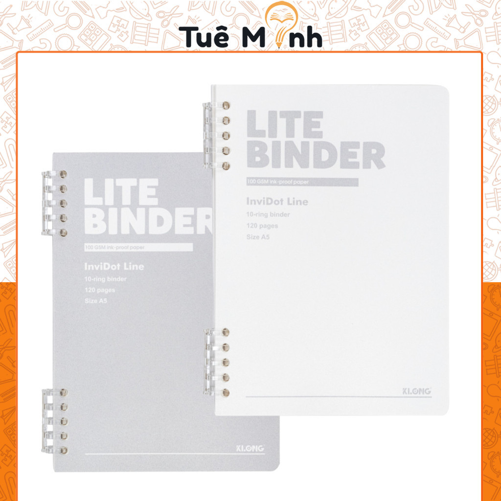 Sổ Còng Kẻ Ngang Klong MS 805 Vở Lite Binder A5 InviDot Line 120 Trang 100GSM Còng Nhựa 2 Đầu Bìa PP