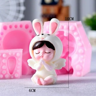  Khuôn Silicon - Em Bé - Bé Gái Thiên Thần 2 Mảnh 10cm - ĐỔ RAU CÂU - LÀM NẾN - LÀM SOCOLA 