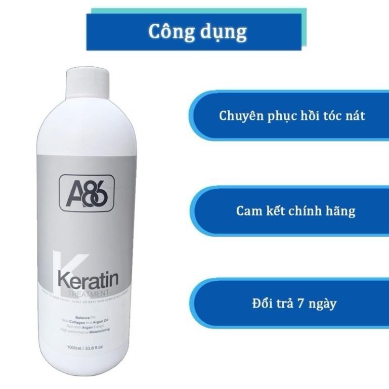 Phục Hồi Tóc KERATIN A86, Ủ Tóc Mềm Mượt, Cải Thiện Tình Trạng Khô Xơ Chẻ Ngọn 1000ML Chính Hãng MIN
