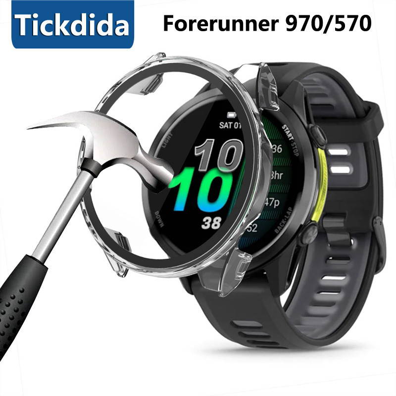 Kính cường lực + Ốp lưng cho Garmin Forerunner 970 570 47mm Khung bảo vệ màn hình Ốp lưng cho Garmin