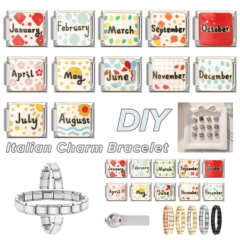 Thời trang Ý Charm Links Fit 9mm Vòng tay bằng thép không gỉ Làm đồ trang sức