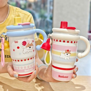 Cốc giữ nhiệt Cốc cà phê có tay cầm hoạt hình Cốc đựng nước văn phòng Lớp lót gốm INOX316 