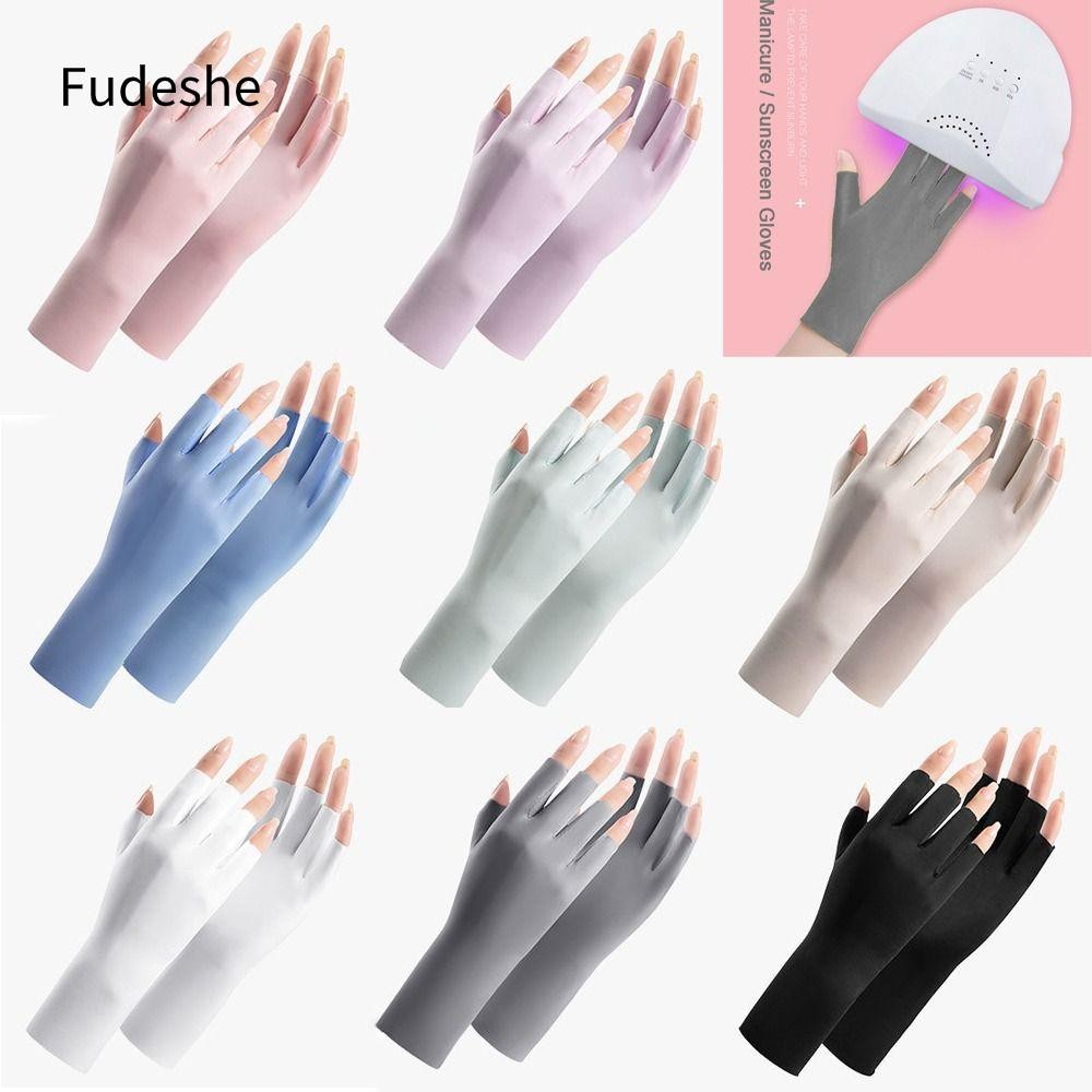 Găng tay vẽ móng tay FUDESHE, Đèn Led bảo vệ ngón tay Găng tay chống nắng da, Làm móng tay Bảo vệ tia cực tím Chống bức xạ Tia Uv Nail Art Mittens Drive