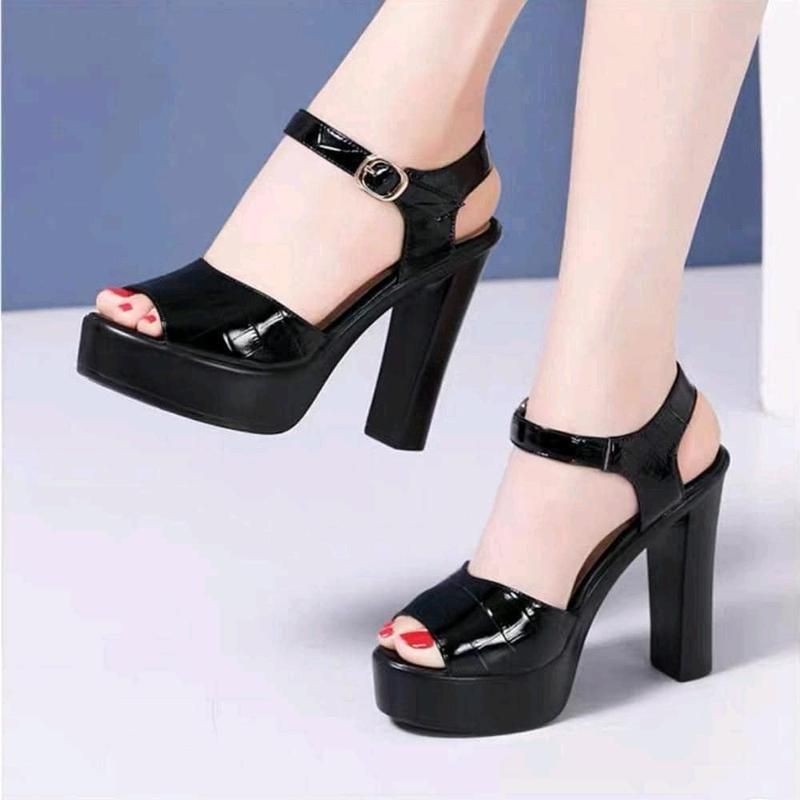 GIÀY SANDAL CAO GÓT QUAI CÁ SẤU 10P Mũi tròn Nữ DéP Shoes XXQ TT VV TT