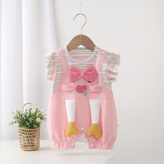 Mùa Hè Mới Quần Áo Cho Bé Gái Ngắn Tay Body 0-24 Tháng Mềm Mại Và Thoải Mái Áo Liền Quần Lợn Siêu Dễ Thương Phong Cách Hàn Quốc