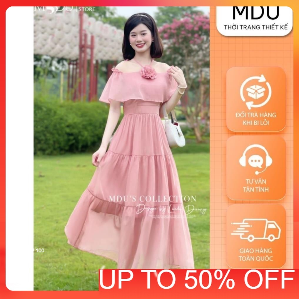 Váy tiểu thư K64-D1-1 MDU2959 họa tiết bắt mắt, dáng xòe nhẹ nhàng từ MDU K64-D1-1