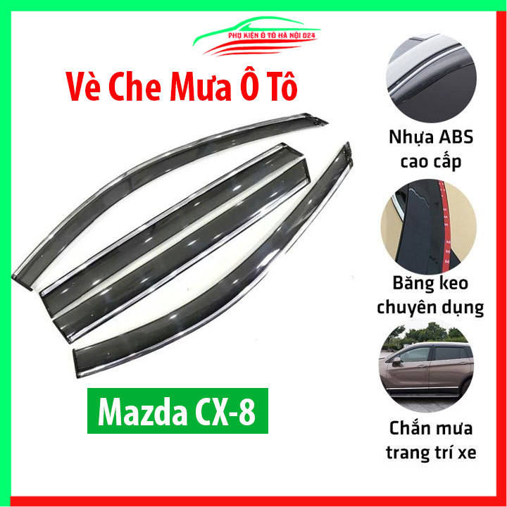 Vè che mưa cho xe ô tô Mazda CX8, CX-8 2018-2025  chỉ mạ