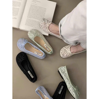 (SẴN 37,39)Giày bệt ren mũi tròn phối nơ OKLEIBO mùa hè 2025 mã F851