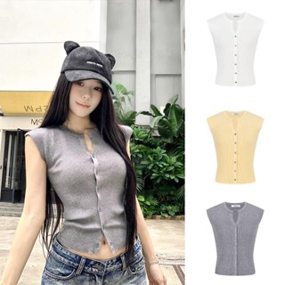 MOESSQUEEN  Dopamine Áo len dệt kim ngắn tay một ngực 2025 Thời trang nữ mùa hè mỏng Top gợi cảm Hot Girl Trang phục #59818