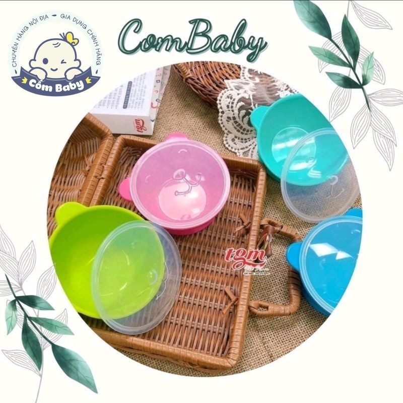 Bát ăn dặm silicon đế hít có nắp TGM Hàn quốc