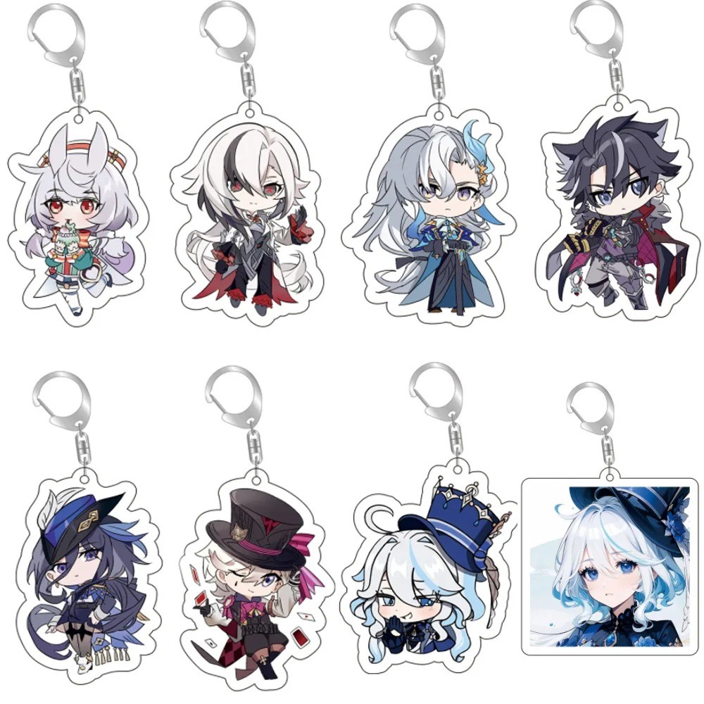 Kawaii Furina Neuvillette Lyney Knave Arlecchino Keychain Anime Game Accessories Backpack Pendant Pr