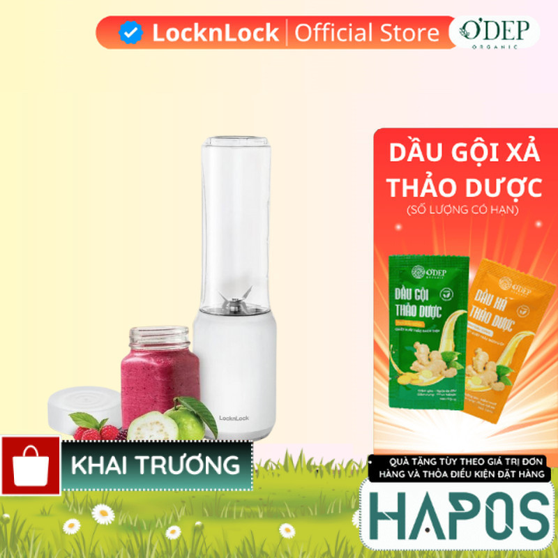 Máy xay sinh tố mini 280ml 150W Blender Locknlock  Chính hãng EJM433WHT  - HAPOS LOCKNLOCK OFC