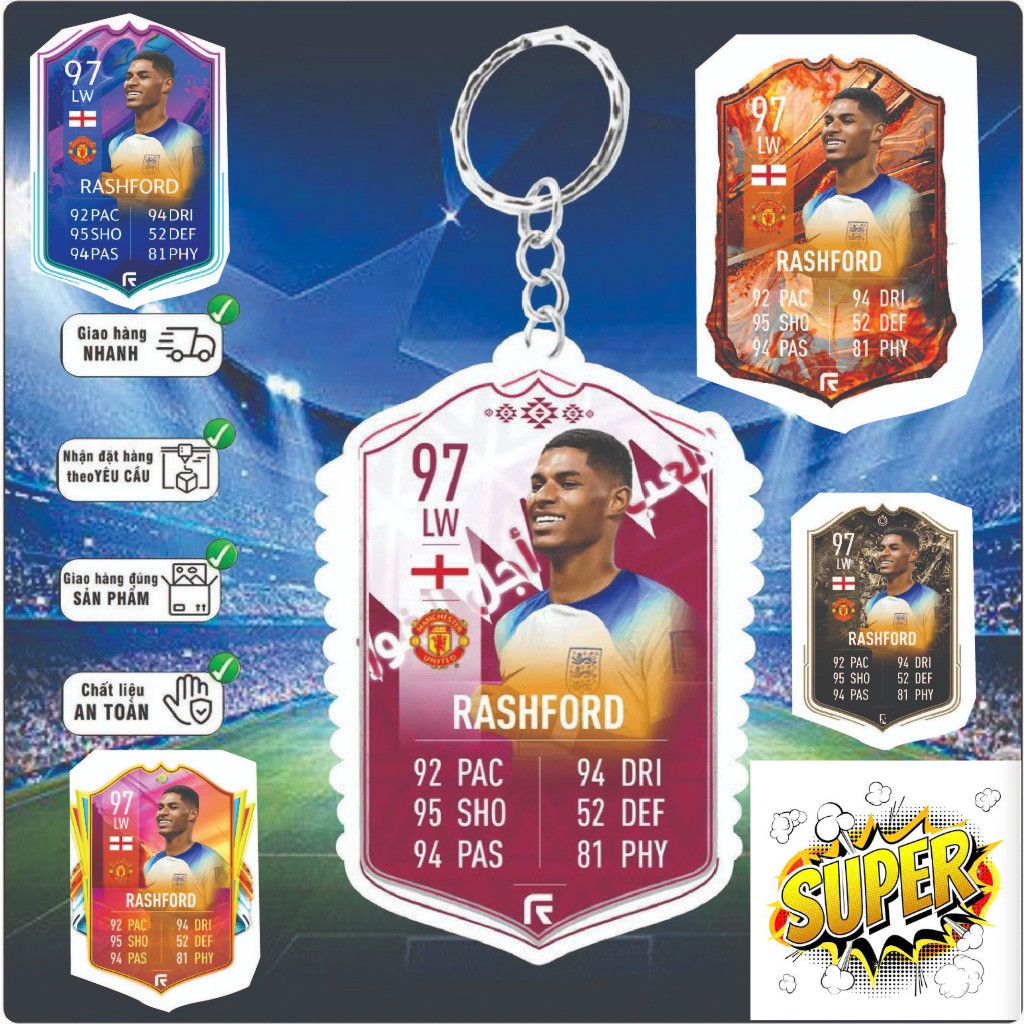 Móc khóa Rashford - Móc Khóa Mica in 2 mặt