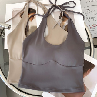 [YOGATRUTH] (Đệm cố định) Áo ngực thể thao Dây buộc dây gợi cảm buộc dây làm đẹp lưng Slim Fit Yoga Vest Phòng tập thể dục Nhảy múa