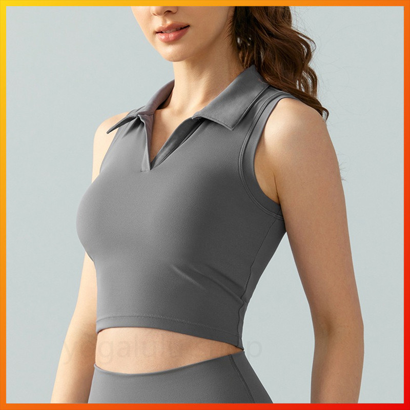 Áo vest thể thao yoga mỏng Lulu có cổ áo không tay DSG673