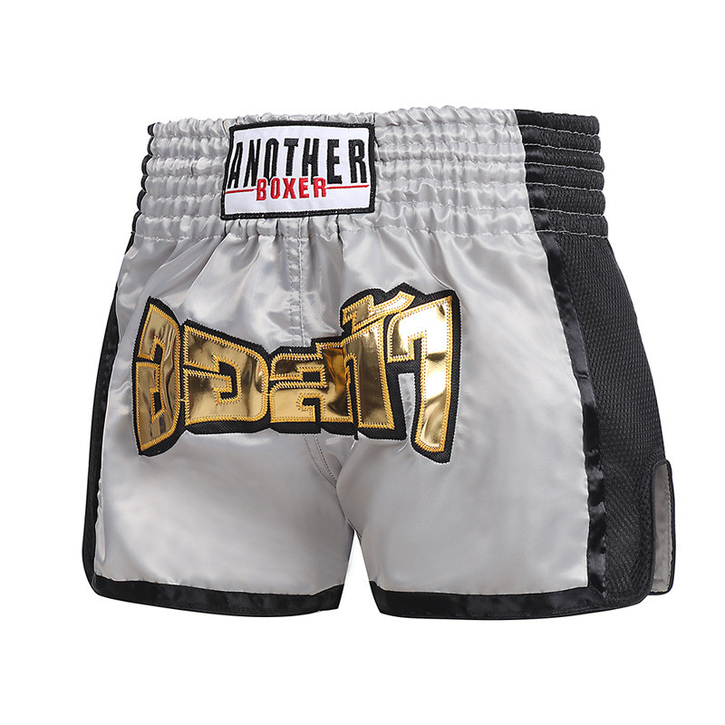 [New] Black Net Thai Boxing Pants Adult Fighting Martial Arts Sanda Boxing Shorts Younger Boys' and 