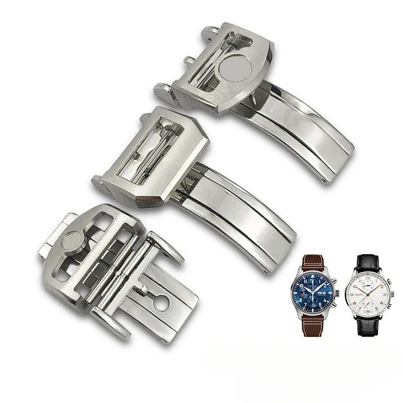 18mm đồng hồ triển khai clasp thép không gỉ bạc hoa hồng vàng gấp khóa cho IWC Đồng hồ phi công lớn 