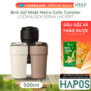 Bình giữ nhiệt phủ sứ LocknLock 500ml LHC4357 Metro Cafe Tumbler, Hàng chính hãng, chất liệu thép không gỉ - HAPOS MALL