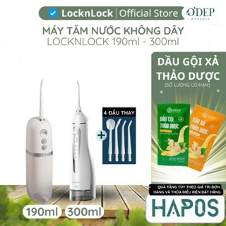 Máy tăm nước LocknLock 190ml Chính hãng, pin sạc, 3 loại đầu tăm vệ sinh răng miệng chuẩn nha khoa - HAPOS KIDS