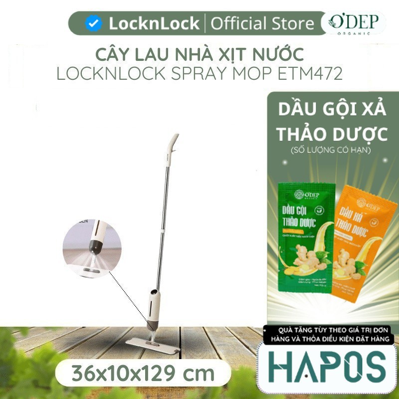 Cây lau nhà LocknLock xịt nước Capsule Spray Mop ETM472 phun nước nhiều diện rộng - Chính Hãng - HAP
