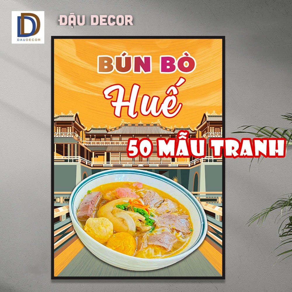 Trang trang trí quán BÚN BÒ HUẾ, Tranh Bún bò huế, Tranh trang trí nhà hàng, tranh treo tường.