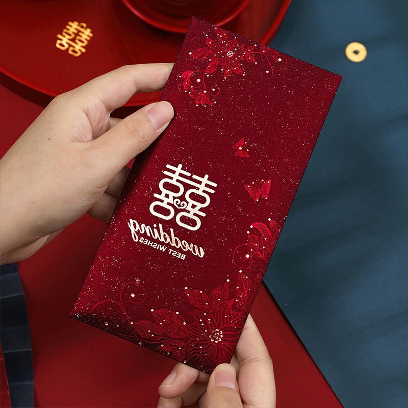 Li Shi Feng Phong Bì Đỏ Đám Cưới Chuyên Dụng Nhân Vật Hạnh Phúc Đám Cưới Chặn Cửa Phong Bì Màu Đỏ Ph