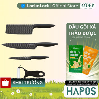  Bộ dao 4 món LocknLock chống dính chất liệu thép không gỉ  3 dao 1 bào  - Màu đen CKK104S4 - HAPOS MOM & KIDS 