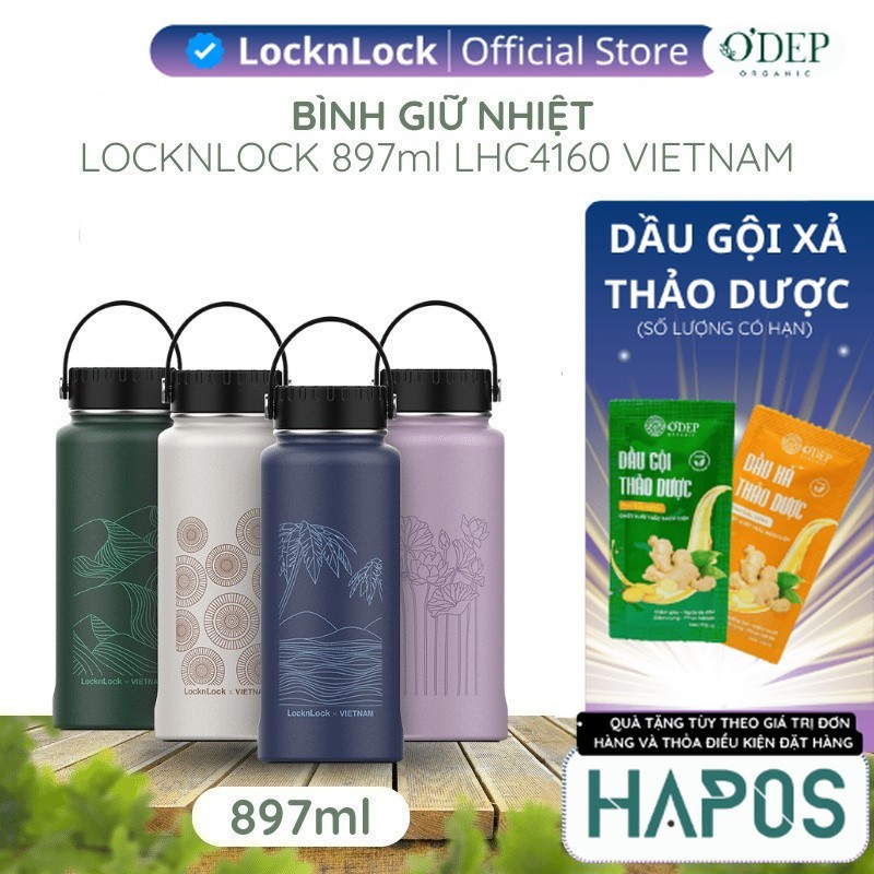 Bình giữ nhiệt LocknLock 897ml Chính hãng giữ nóng lạnh lâu phiên bản Vietnam Riga Tumbler LHC4160 -