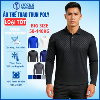 Áo POLO dài tay nam BIG SIZE thể thao hàng may chuẩn đẹp vải thun lạnh dày vân dập chìm LOẠI TỐT VNO162