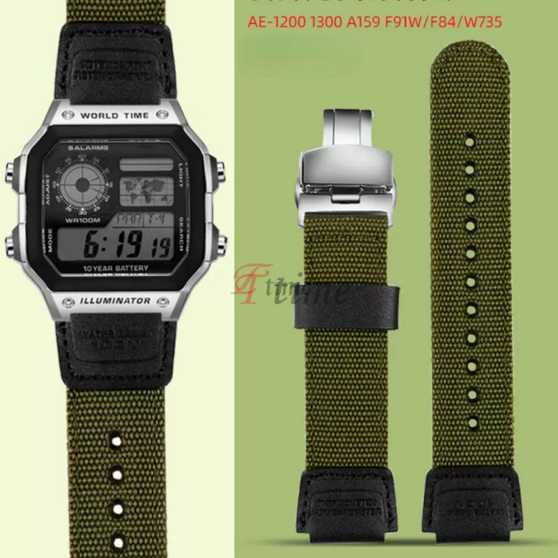 Dây đeo Nylon 18mm cho AQ-S810 AQ-S810W SGW-300 400H / AE-1200 / AEQ-110W / W-735H Dây đeo cổ tay bằ