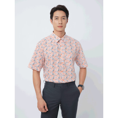 Sơ mi tay ngắn lai ngang VIETTIEN SMART CASUAL vải Nano phom REGULAR VT00000387