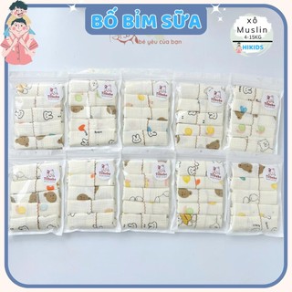 (SET 5 Khăn) Khăn Sữa Xô Muslin Cho Bé Sơ Sinh 2 lớp cao cấp mềm mại và an toàn cho da bé - KT 28x28cm Hi kids