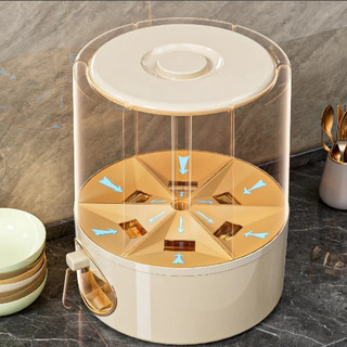 Thùng đựng gạo xoay cho sử dụng tại nhà, hộp lưu trữ ngũ cốc, kín khí, chống côn trùng, chống ẩm, ngăn chia, cấp thực