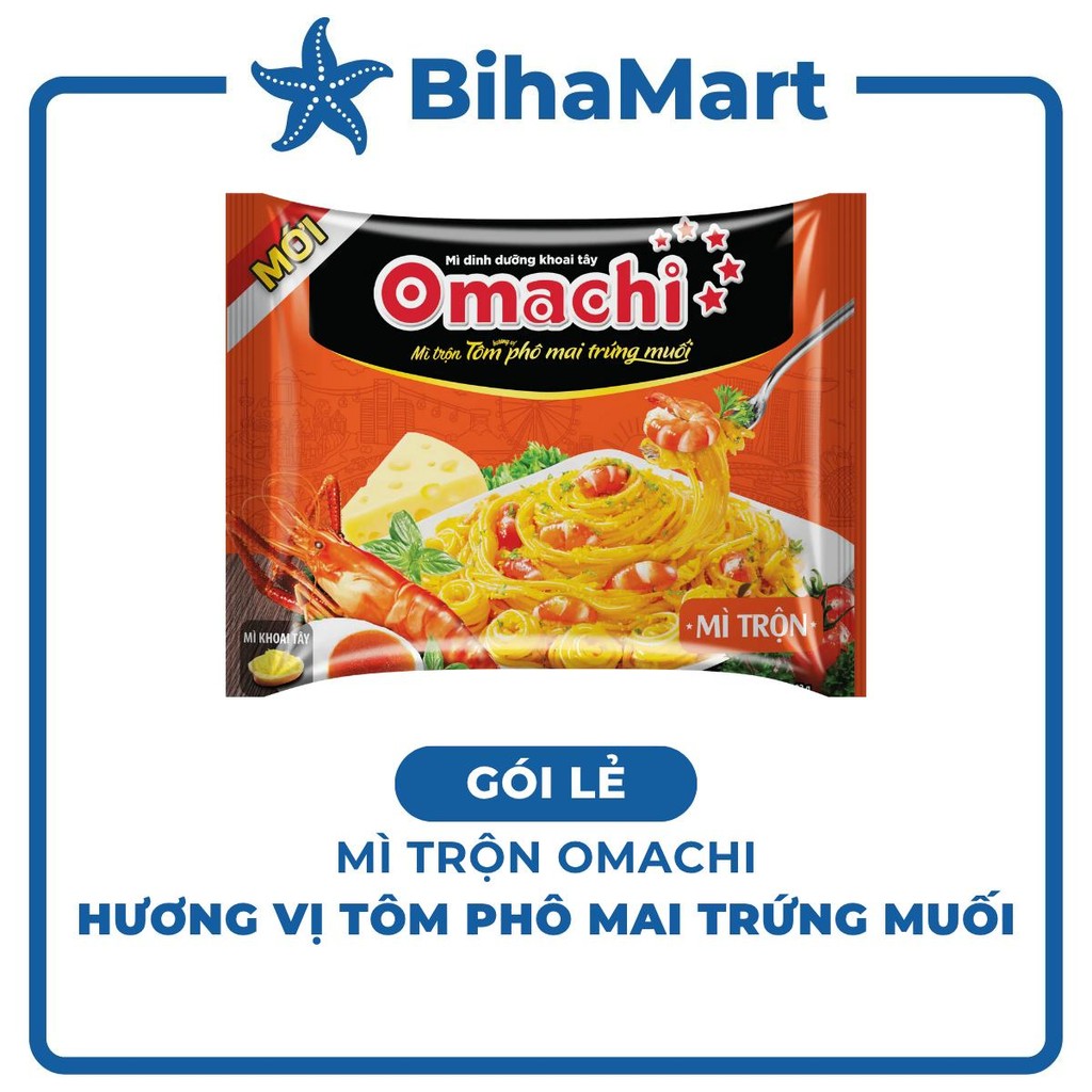 [GÓI LẺ] - MASAN - Mì trộn Omachi hương vị Tôm phô mai trứng muối, Mì trộn Tôm phô mai trứng muối Om