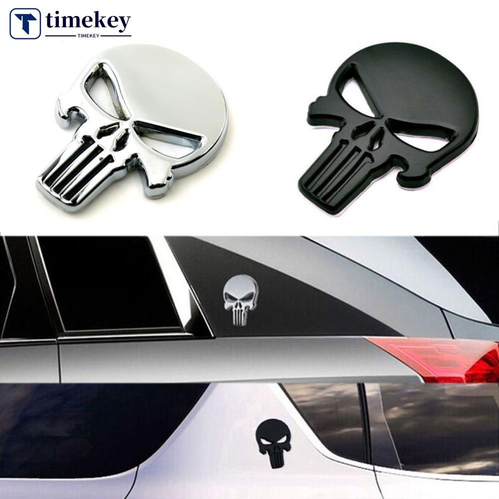 TIMEKEY 3D Kim Loại Biểu Tượng Huy Hiệu Decal Dán Punisher Đầu Lâu Xe Máy Miếng Dán Chống Thấm Nước 