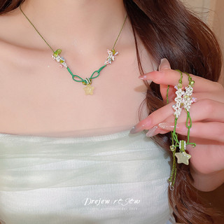 DREJEW Nhựa Ngọt Ngôi Sao Dệt Hoa Mặt Dây Chuyền Vòng Cổ Tươi Thiết Kế Xương Đòn Trang Sức Thời Trang
