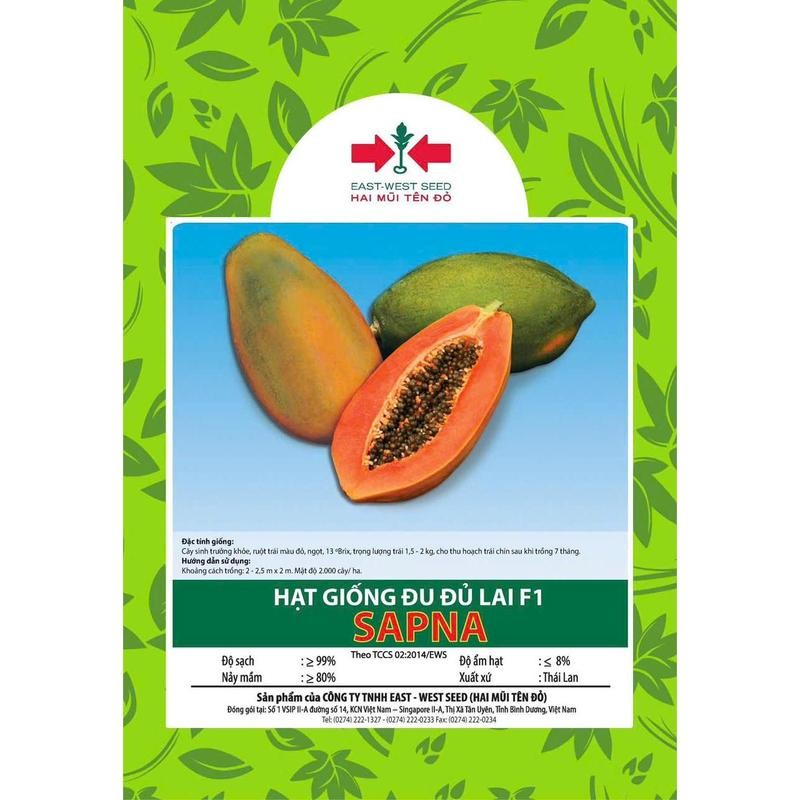 Hạt Giống Đu Đủ Sapna Ruột Đỏ Siêu Trái  East-West Seed