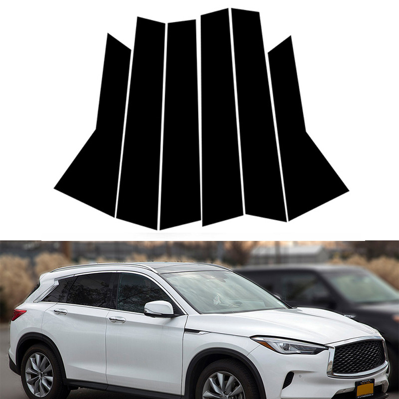 6 Chiếc Cửa Xe Cửa Sổ Trang Trí Viền Trụ Cột Bài Dành Cho Infiniti QX55 QX50 2019-2023 Đen Cột Phần