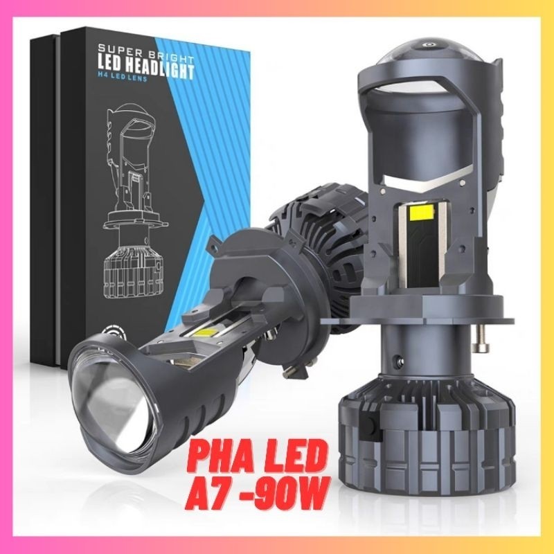 Pha led bi cầu mini A7 - 90w chân H4. Lắp ô tô-xe máy chân H4(Giá 1 bóng A7)