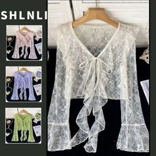 Áo khoác mỏng ren chống nắng mùa hè dành cho nữ Áo khoác ngắn tay dài tay đa năng màu trơn