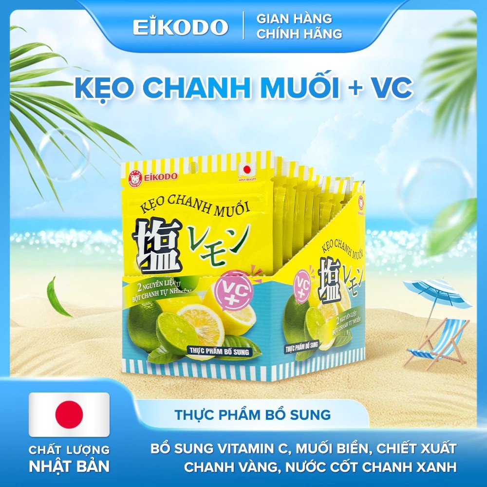 Kẹo Chanh Muối Vitamin C - Giảm ho, tăng đề kháng, hương vị thơm ngon, 15g/gói, Eikodo Việt Nam